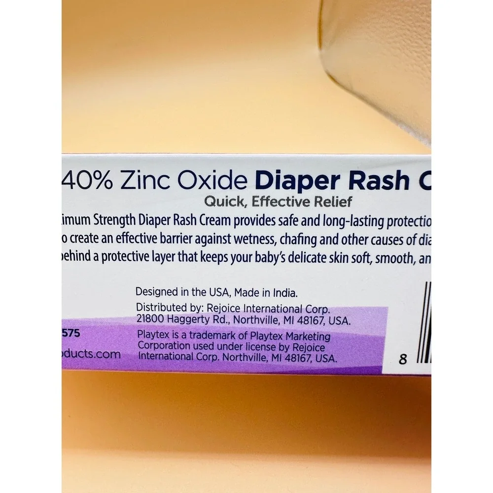 Playtex Baby Maximum Strength Diaper Rash Cream 40% Zinc Oxide 2.5oz 71g New